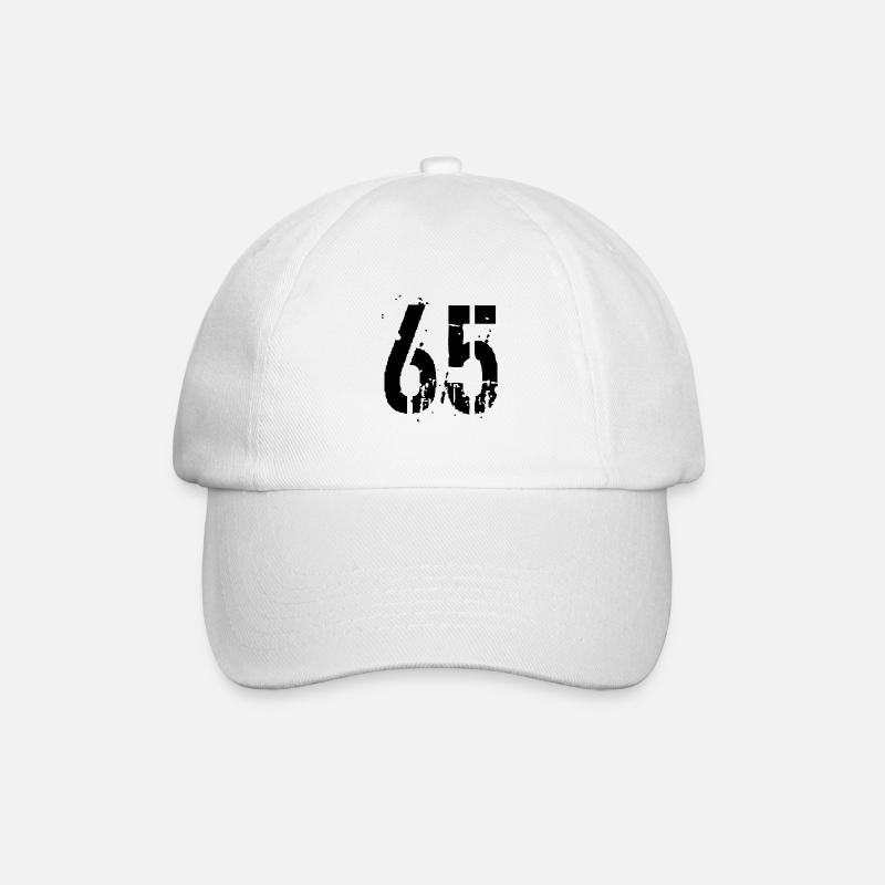Nummer 65 - Baseballkappe - Weiß/Weiß