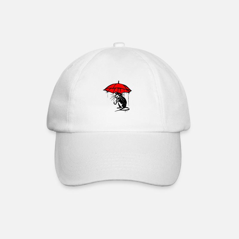 Rat with umbrella - Baseball Cap - white/white