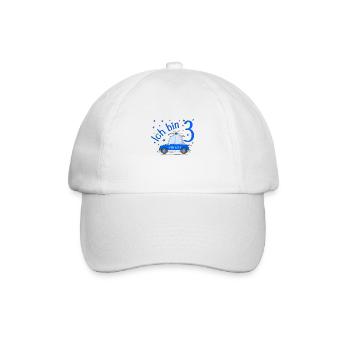 Polizeiauto Ich bin 3 Geburtstag Blau - Baseballkappe - Weiß/Weiß - Vorne