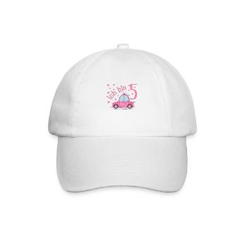 Polizeiauto Ich bin 5 Geburtstag Rosa - Baseballkappe - Weiß/Weiß - Vorne