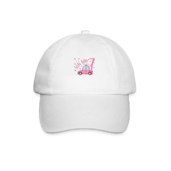 Voiture de police J’ai 7 ans Anniversaire Rose - Casquette classique - blanc/blanc - Devant