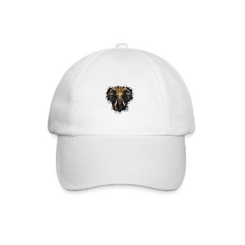 Elephant Head Portrait Crown - Baseball Cap - white/white - Front