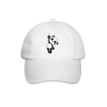 Hängender Comic Panda - Baseballkappe - Weiß/Weiß - Vorne