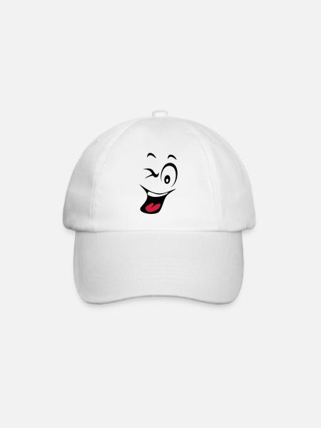 lachender Smiley humeur1 - Baseballkappe - Weiß/Weiß