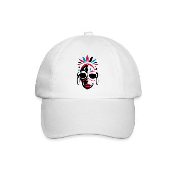 African mask with sunglasses - Baseball Cap - white/white - Front