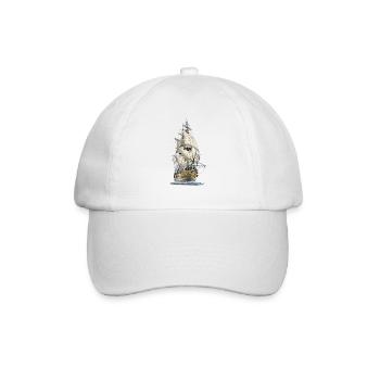 sailing ship - Baseball Cap - white/white - Front