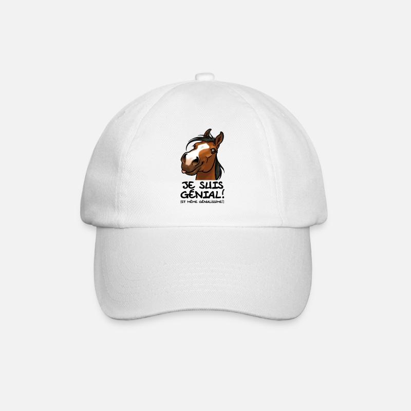 Cheval "Je suis génial" (texte noir) - Casquette classique - blanc/blanc