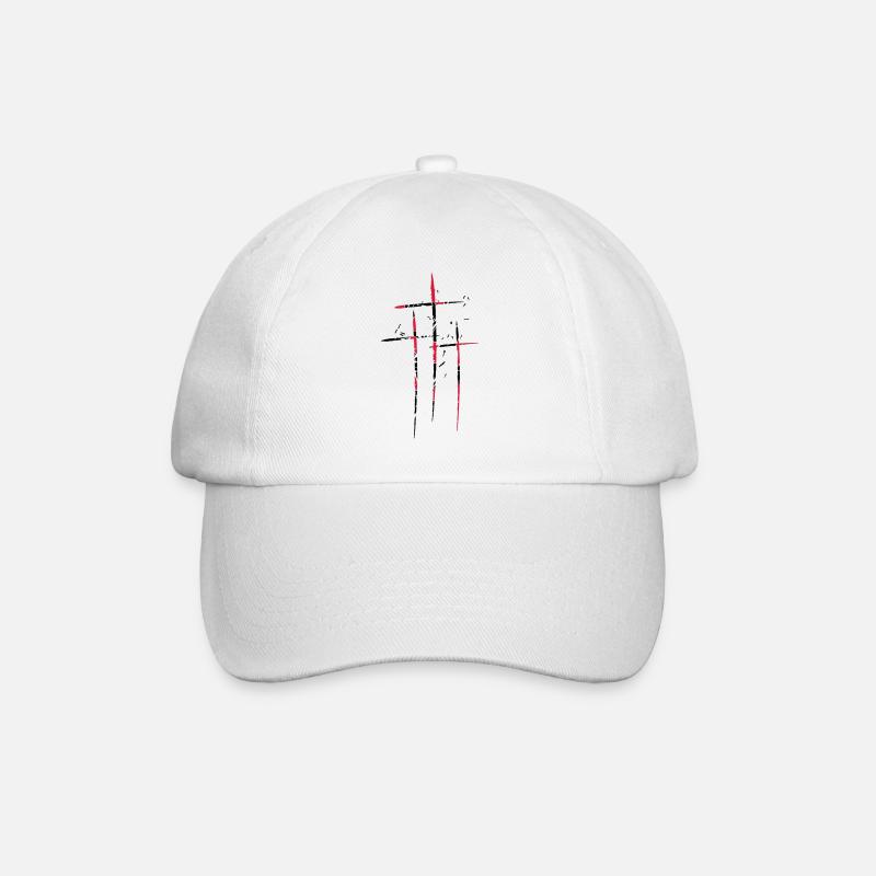 3 crosses design pattern scratch cool old tears br - Baseball Cap - white/white