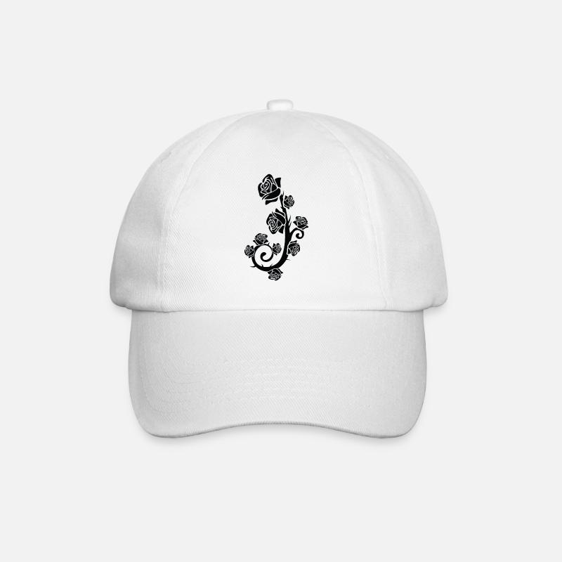 Schwarze Rose, Black rose - Baseballkappe - Weiß/Weiß