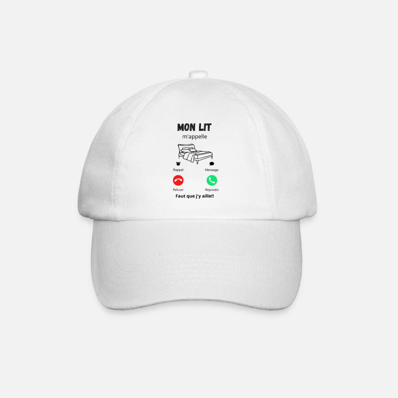 mon lit m'appelle faut que j'y aille - Casquette classique - blanc/blanc