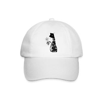 Black cat with flower - Baseball Cap - white/white - Front