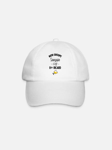 Mon groupe sanguin c'est O+ Pastis - Casquette classique - blanc/blanc
