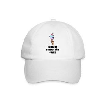 Eis Lecker Nachspeise Lustig Statement Süßigkeiten - Baseballkappe - Weiß/Weiß - Vorne