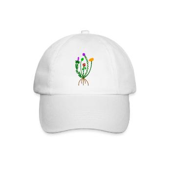 Akzente Blumen/ fine line Bunt - Baseballkappe - Weiß/Weiß - Vorne
