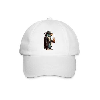 Casual penguin with beer in suit - Baseball Cap - white/white - Front