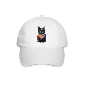 Abstract Colourful Cat - Baseball Cap - white/white - Front