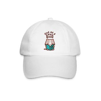 Give Me a Good Book Cute Kawaii Cat - Baseball Cap - white/white - Front
