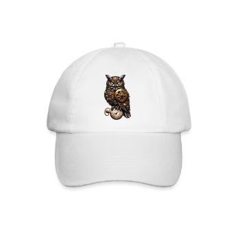 Clockwork Sentinel : hibou steampunk avec équipement - Casquette classique - blanc/blanc - Devant