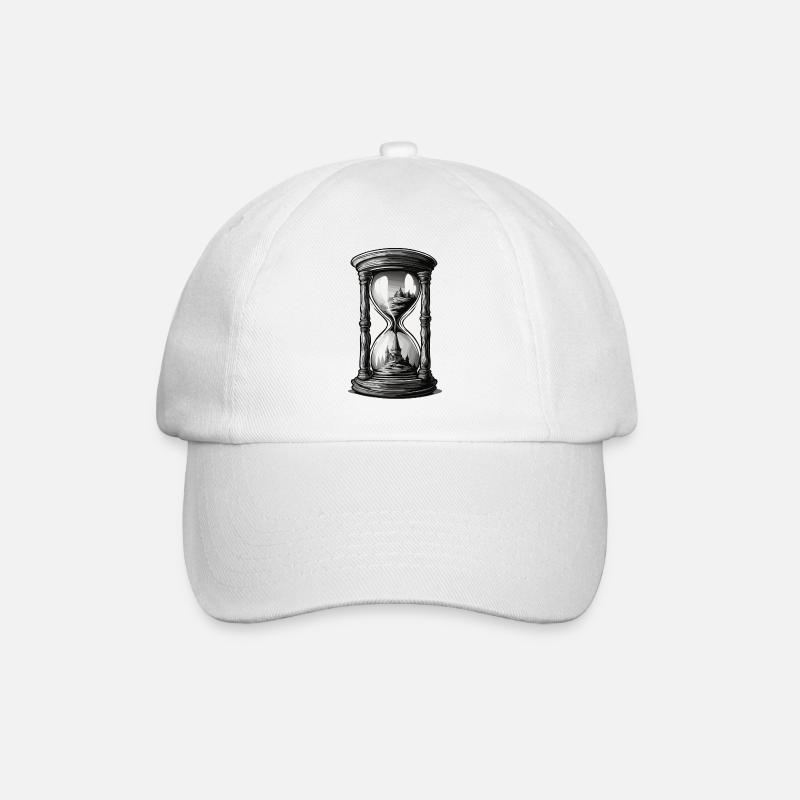 Sanduhr / Zeitmesser / Antik /Sandkörner / Ablauf - Baseballkappe - Weiß/Weiß