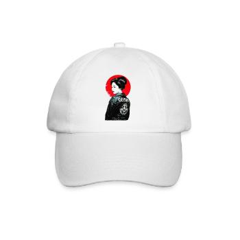 Geisha Motorcycle - Japanese Retro Urban Geek Tee - Baseball Cap - white/white - Front