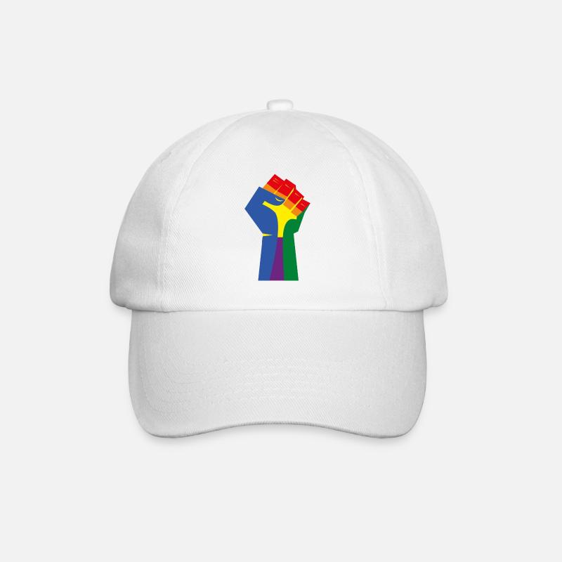 Die erhobene Faust (Regenbogenfarben) - Baseballkappe - Weiß/Weiß