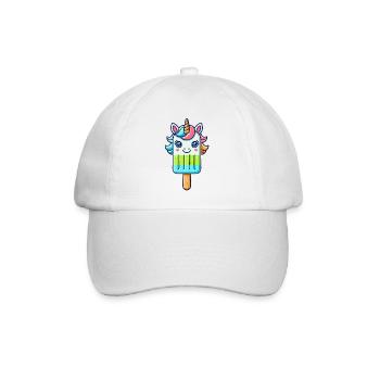 Ein Eis am Stil in Form eines bunten Einhorns - Baseballkappe - Weiß/Weiß - Vorne