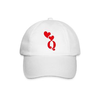Lettre q cœur rouge - Casquette classique - blanc/blanc - Devant