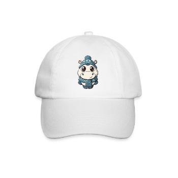 Hippopotame mignon avec écharpe et chapeau à pompon. - Casquette classique - blanc/blanc - Devant