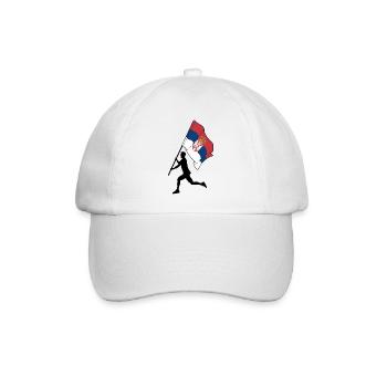 Flagge Serbien Mann läuft - Baseballkappe - Weiß/Weiß - Vorne