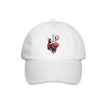 Tänzer Paris Silhouette, rot-schwarz abstrakt - Baseballkappe - Weiß/Weiß - Vorne