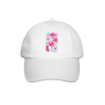Floral Decor in Pink. Customizable - Baseball Cap - white/white - Front