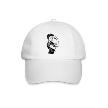 Strength Strong Woman Rockabilly Style Gift - Baseball Cap - white/white - Front