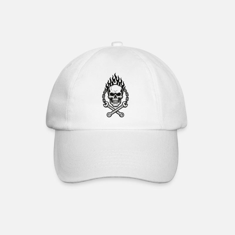 Conception de crâne et de clé à molette - Casquette classique - blanc/blanc