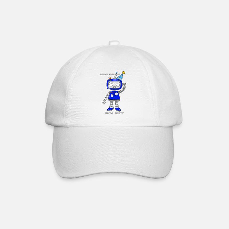 Playful robot with party hat - Baseball Cap - white/white