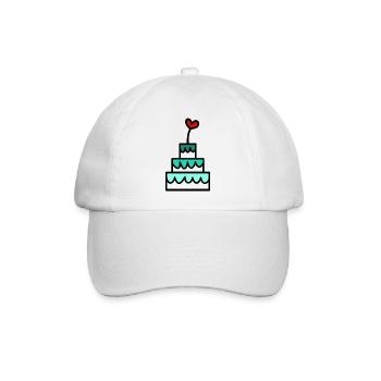 CAKE. HAPPY BIRTHDAY. HAPPY ANNIVERSARY - Baseball Cap - white/white - Front