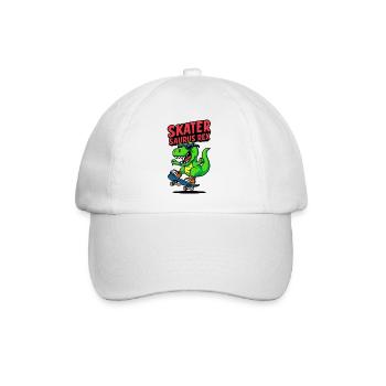 Skater Dinosaur Cartoon Style - Baseball Cap - white/white - Front