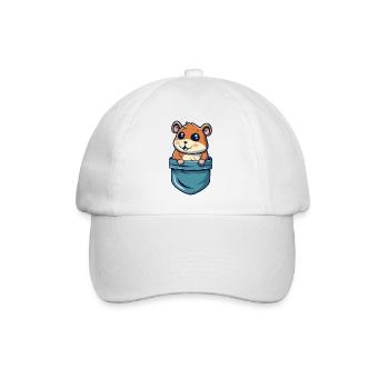 Hamster in der Tasche süßes und lustiges Geschenk - Baseballkappe - Weiß/Weiß - Vorne