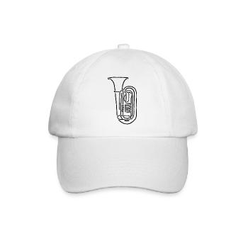 Tuba Bass Skizze Geschenk für Tubisten - Baseballkappe - Weiß/Weiß - Vorne