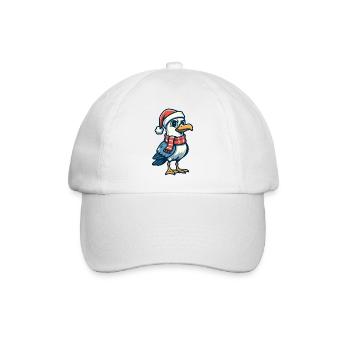 Seagull with Christmas Hat - Baseball Cap - white/white - Front