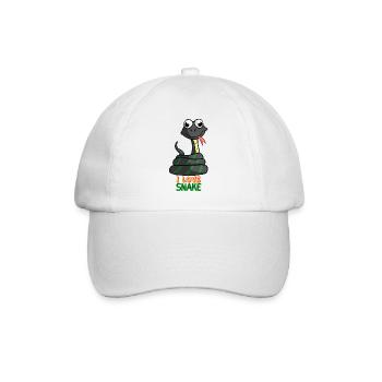 Dessin animé Serpent J’adore Serpent Animal de compagnie Serpent Serpent - Casquette classique - blanc/blanc - Devant