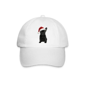 French Bulldog Puppy with Santa Hat - Baseball Cap - white/white - Front