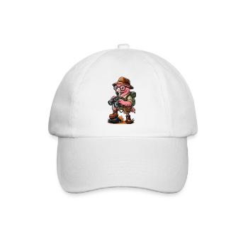 Funny Flamingo Explorer Hiking Camping Adventure - Baseball Cap - white/white - Front