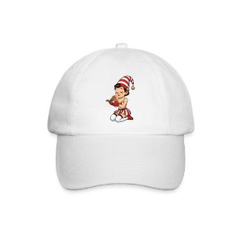 Gnome girl with robin - Baseball Cap - white/white - Front