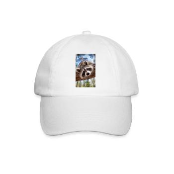 Neugieriger Waschbär am Baumast - Baseballkappe - Weiß/Weiß - Vorne