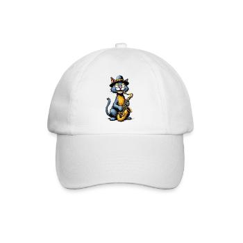 Jazz Cat au saxophone - Casquette classique - blanc/blanc - Devant