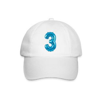 T-shirt du 3e anniversaire, hélium ballon bleu - Casquette classique - blanc/blanc - Devant