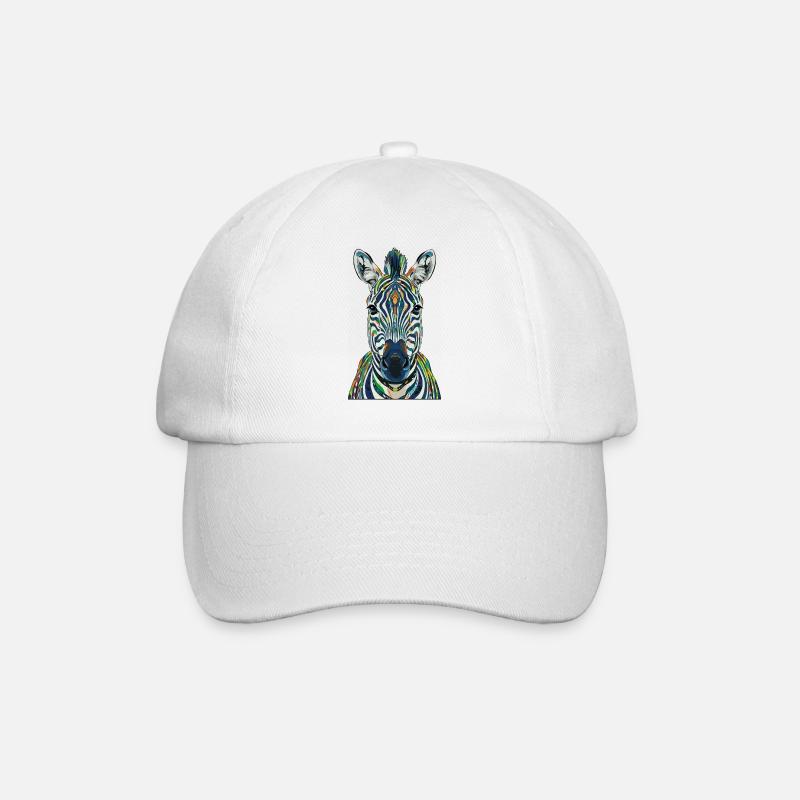 Buntes Zebra - Baseballkappe - Weiß/Weiß