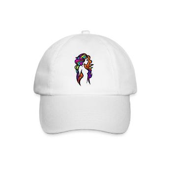 Neon-Frau-Silhouette mit bunten Streifen - Baseballkappe - Weiß/Weiß - Vorne