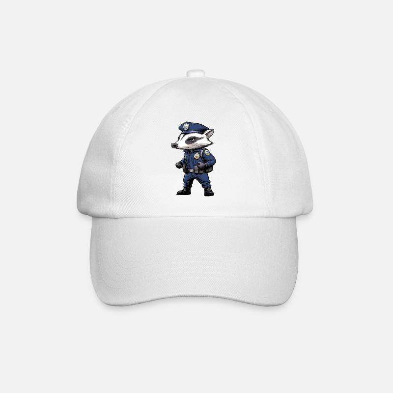 Dachs Polizei - Baseballkappe - Weiß/Weiß