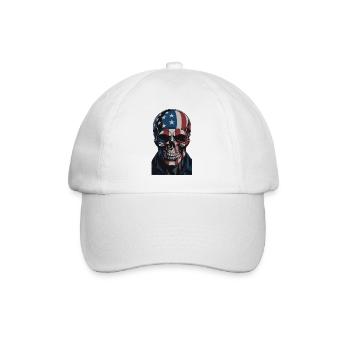 USA Totenkopf - Design du Crâne Patriote - Casquette classique - blanc/blanc - Devant
